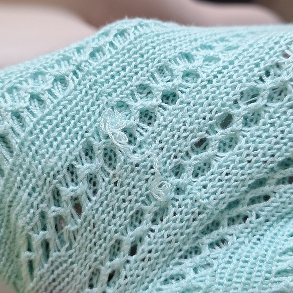 Turquoise Glitter Knit Top Boat Neckline Size S - Picture 4 of 9